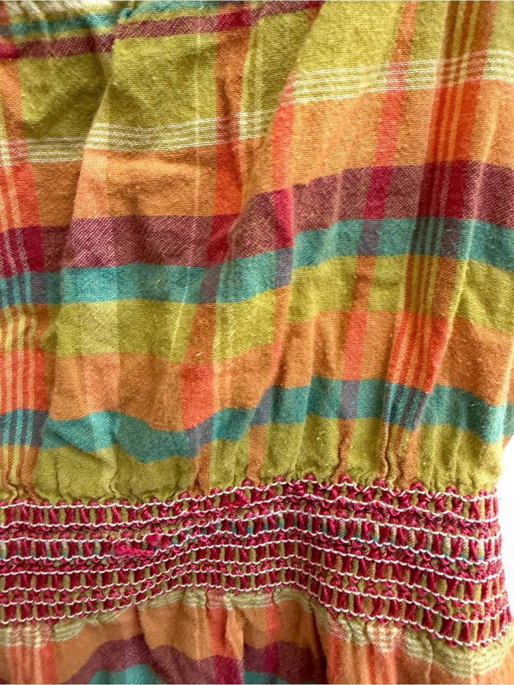 Old Navy 4T Girls Multicolor Plaid Sleeveless Tank Top Blouse Green Orange - Picture 2 of 5